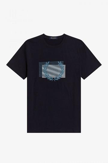 Fred Perry Glitch Graafinen Miesten T Paidat Laivastonsininen | FI 1372CTVE